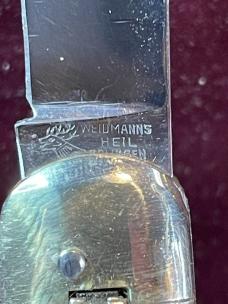Vintage German Weidmannsheil lever automatic knife with stag scales