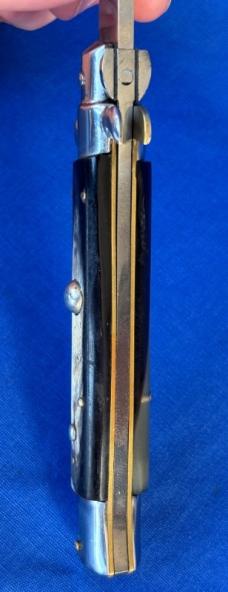 Vintage INOX 23cm Swivel Bolster Switchblade Knife Horn Scales 