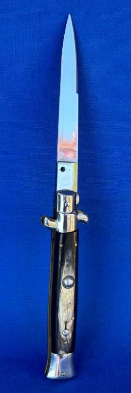 Vintage INOX 23cm Swivel Bolster Switchblade Knife Horn Scales 