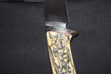 Jack Squires custom handmade integral knife, well matched gnarly stag scales, unused Jack Squires custom handmade integral knife, well matched gnarly stag scales, unused