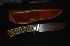 Jack Squires custom handmade integral knife, well matched gnarly stag scales, unused Jack Squires custom handmade integral knife, well matched gnarly stag scales, unused
