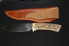 Jack Squires custom handmade integral knife, well matched gnarly stag scales, unused Jack Squires custom handmade integral knife, well matched gnarly stag scales, unused