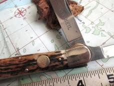 VTG WEIDMANNSHEIL Germany STAG ANTLER Secret (press down) Lockback 2 Blade Knife VTG WEIDMANNSHEIL Germany STAG ANTLER Secret (press down) Lockback 2 Blade Knife