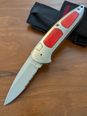 ORIGINAL GERMAN MADE 1990'S BOKER SPEED LOCK AUTOMATIC 707RB RED BONE SERRATED 