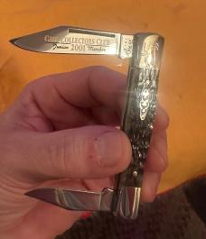 2001 CASE XX COLLECTORS CLUB 20TH ANNIV. HALF WHITTLER W/MOSS GREEN HANDLES & SQUARE BOLSTERS. MINT! 2001 CASE XX COLLECTORS CLUB 20TH ANNIV. HALF WHITTLER W/MOSS GREEN HANDLES & SQUARE BOLSTERS. MINT!