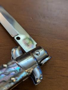 Used 23cm-9inch Frank Beltrame Abalone Bayonet Stiletto Switchblade Used 23cm-9inch Frank Beltrame Abalone Bayonet Stiletto Switchblade