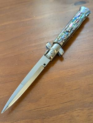 Used 23cm-9inch Frank Beltrame Abalone Bayonet Stiletto Switchblade 