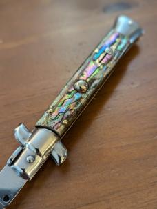 Used 23cm-9inch Frank Beltrame Abalone Bayonet Stiletto Switchblade Used 23cm-9inch Frank Beltrame Abalone Bayonet Stiletto Switchblade