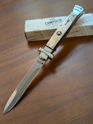  NIB 9inch-23cm A.G.A. Campolin Brazilian Horn Maltese Automatic lockback a super beautiful stiletto
