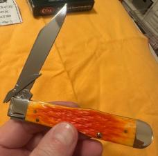 2002 Case XX Tequila Sunrise Cheetah w/ Bullet Shield. Beautiful knife in Mint Condition! 1 of 500. 2002 Case XX Tequila Sunrise Cheetah w/ Bullet Shield. Beautiful knife in Mint Condition! 1 of 500.