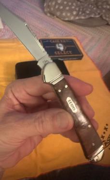 2005 Case Select Large Copperlock w/Exotic Amboyna Wood Handles, Worked Blade,Back Spring&Fluted B’s 2005 Case Select Large Copperlock w/Exotic Amboyna Wood Handles, Worked Blade,Back Spring&Fluted B’s