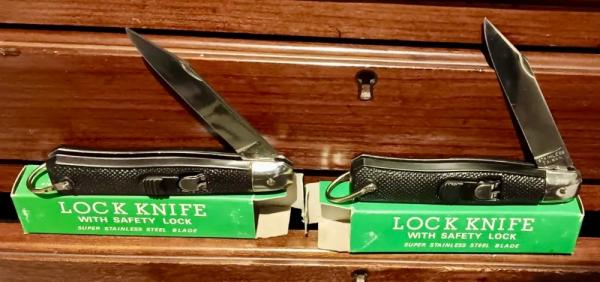 Vintage Pair of German-Style Slide-Lock Knives