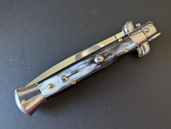 FRANK BELTRAME 23CM 9" DAGGER STILETTO IN DARK BRAZILIAN HORN...NEW FRANK BELTRAME 23CM 9" DAGGER STILETTO IN DARK BRAZILIAN HORN...NEW