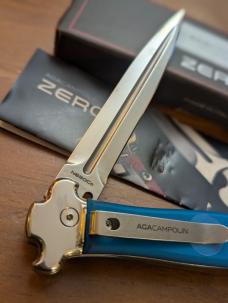 NIB AGA CAMPOLIN TURQUOISE ALUMINUM ZERO PLUS AUTOMATIC WITH POLISHED DAGGER 26cm-10.25 INCHES NIB AGA CAMPOLIN TURQUOISE ALUMINUM ZERO PLUS AUTOMATIC WITH POLISHED DAGGER 26cm-10.25 INCHES