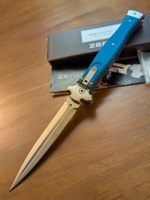 NIB AGA CAMPOLIN TURQUOISE ALUMINUM ZERO PLUS AUTOMATIC WITH POLISHED DAGGER 26cm-10.25 INCHES 