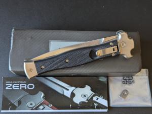 NIB AGA CAMPOLIN 9INCH-23CM ZERO IN BLACK G-10 SCALES W/BOHLER N690 SATIN DAGGER BLADE 
