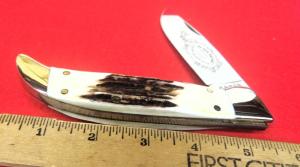  KABAR 1986 5-1/2" THICK STAG CLASP CLUB KNIFE UNUSED FROM STORAGE WELL CARED FOR