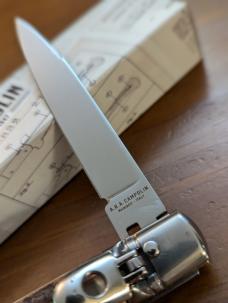 NEWEST NIB. A.G.A. CAMPOLIN ITALIAN MADE SLIMLINE LEVERLOCK 8" 20CM STAG AUTOMATIC NEWEST NIB. A.G.A. CAMPOLIN ITALIAN MADE SLIMLINE LEVERLOCK 8" 20CM STAG AUTOMATIC