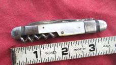 VTG F K Solingen Bartenders Knife w/ Corkscrew (bent)  MOP Mother of Pearl