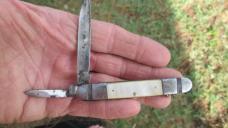 VTG F K Solingen Bartenders Knife w/ Corkscrew (bent)  MOP Mother of Pearl