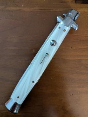 OLDER SKM (SWITCHBLADE KNIFEMAKER MANIAGO) 33CM 13INCH PEARLEX BAYONET AUTOMATIC STILETTO 