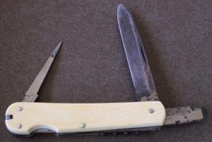 Vintage 4 1/8" J.A. HENCKELS SOLINGEN lock back Pocket Knife thick ivory handles 4 blades
