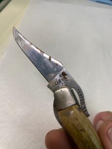Vintage Case XX 61553L SS Folding Hunter Knife – Lockback – Rescaled – Paint on Blade – USA Made Vintage Case XX 61553L SS Folding Hunter Knife – Lockback – Rescaled – Paint on Blade – USA Made