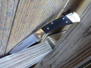 Buck Knives 112 Ranger Folding Knife Ebony Handle 420HC Drop Point Blade - NEW