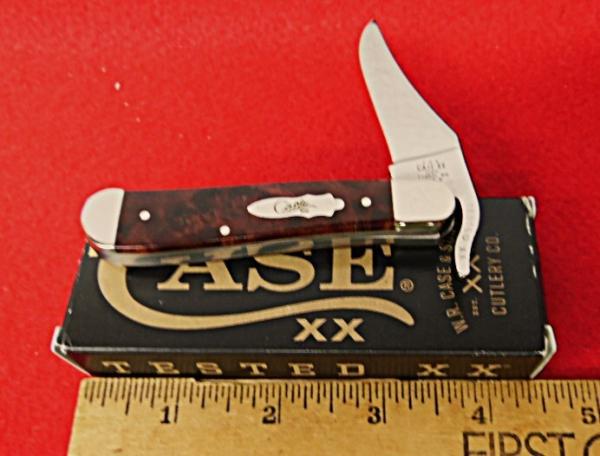 CASE XX 2023 71953L RUSSLOCK BROWN MAPLE BURL WOOD SCALES 3-1/2" IN BOX NEVER USED CASE XX 2023 71953L RUSSLOCK BROWN MAPLE BURL WOOD SCALES 3-1/2" IN BOX NEVER USED