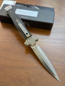 NIB AGA CAMPOLIN 9INCH-23CM ZERO CARBON FIBER SCALES W/BOHLER SATIN DAGGER BLADE NIB AGA CAMPOLIN 9INCH-23CM ZERO CARBON FIBER SCALES W/BOHLER SATIN DAGGER BLADE