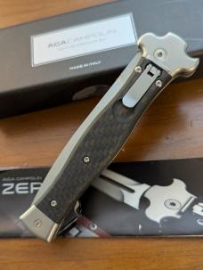 NIB AGA CAMPOLIN 9INCH-23CM ZERO CARBON FIBER SCALES W/BOHLER SATIN DAGGER BLADE NIB AGA CAMPOLIN 9INCH-23CM ZERO CARBON FIBER SCALES W/BOHLER SATIN DAGGER BLADE