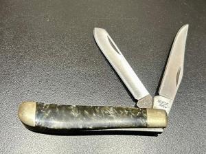 Vintage Buck Trapper 2-Blade Pocket Knife, Kirinite Scales 