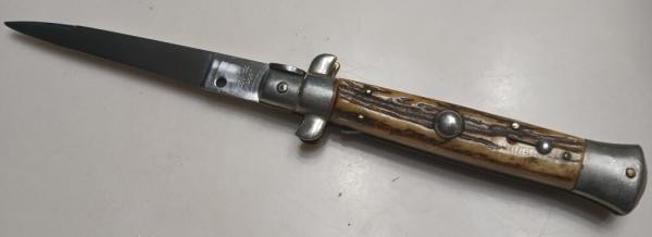 Vintage 8" Rostfrei Import RedDot Switchblade with Stag Horn Scales Vintage 8" Rostfrei Import RedDot Switchblade with Stag Horn Scales