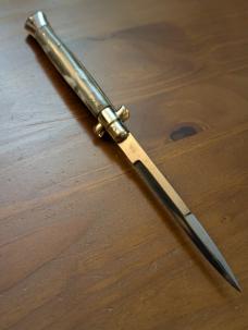 1950'S 28CM/11 INCH LATAMA PICKLOCK BAYONET BRAZILIAN HORN 4MM KICK SPRING 1950'S 28CM/11 INCH LATAMA PICKLOCK BAYONET BRAZILIAN HORN 4MM KICK SPRING