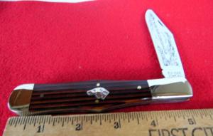  KABAR 1983 DOG HEAD COKE BOTTLE BROWN STRIPE CLUB KNIFE 5-1/4" UNUSED FROM STORAGE WELL CARED FOR