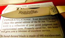 REMINGTON USA R1306 BULLET LOCKBACK KNIFE TRACKER IN BOX MINT WITH PAPERS REMINGTON USA R1306 BULLET LOCKBACK KNIFE TRACKER IN BOX MINT WITH PAPERS