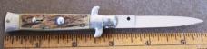 Small 3 1/16" Stag handle SWITCHBLADE knife unmarked picklock Solingen? Small 3 1/16" Stag handle SWITCHBLADE knife unmarked picklock Solingen?
