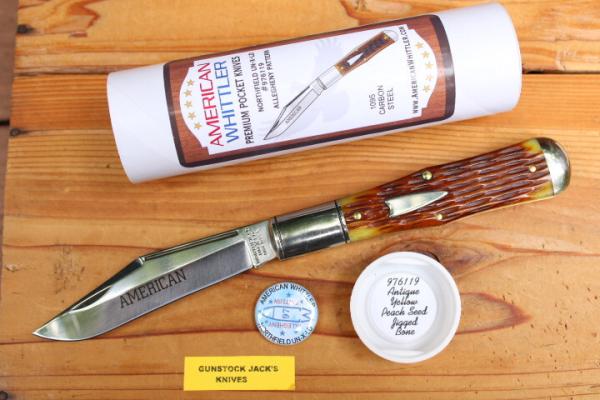 GEC Northfield 976119 American Whittler SFO Allegheny pattern - Antique Yellow Peach Seed Bone GEC Northfield 976119 American Whittler SFO Allegheny pattern - Antique Yellow Peach Seed Bone