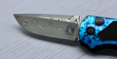 Woodard Knives Pocket Pro - Damascus, Automatic, Mint (2.6", Electric Blue) Woodard Knives Pocket Pro - Damascus, Automatic, Mint (2.6", Electric Blue)