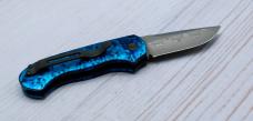 Woodard Knives Pocket Pro - Damascus, Automatic, Mint (2.6", Electric Blue) Woodard Knives Pocket Pro - Damascus, Automatic, Mint (2.6", Electric Blue)