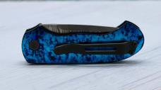 Woodard Knives Pocket Pro - Damascus, Automatic, Mint (2.6", Electric Blue) Woodard Knives Pocket Pro - Damascus, Automatic, Mint (2.6", Electric Blue)