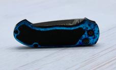Woodard Knives Pocket Pro - Damascus, Automatic, Mint (2.6", Electric Blue) Woodard Knives Pocket Pro - Damascus, Automatic, Mint (2.6", Electric Blue)