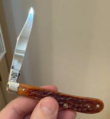 2000 Case Millennium Slimline Trapper w/Chestnut Bone Handles, Special MM Shield & Serial #.500 Made 2000 Case Millennium Slimline Trapper w/Chestnut Bone Handles, Special MM Shield & Serial #.500 Made