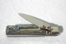 NEW A.G.A. CAMPOLIN 6" LEVER LOCK SWITCHBLADE BEAUTIFUL ABALONE SHELL MANIAGO ITALY NEW A.G.A. CAMPOLIN 6" LEVER LOCK SWITCHBLADE BEAUTIFUL ABALONE SHELL MANIAGO ITALY
