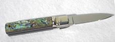 NEW A.G.A. CAMPOLIN 6" LEVER LOCK SWITCHBLADE BEAUTIFUL ABALONE SHELL MANIAGO ITALY NEW A.G.A. CAMPOLIN 6" LEVER LOCK SWITCHBLADE BEAUTIFUL ABALONE SHELL MANIAGO ITALY