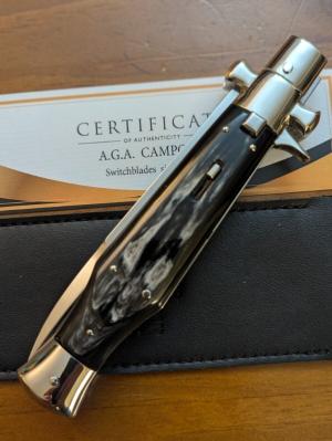 NEW AGA CAMPOILN BLACK WIDOW IN BLACK BRAZILIAN HORN 28CM-11INCH WITH 5MM BACK AND KICK SPRING 