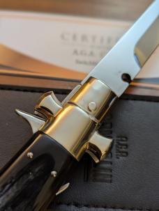 NEW AGA CAMPOILN BLACK WIDOW IN BLACK BRAZILIAN HORN 28CM-11INCH WITH 5MM BACK AND KICK SPRING NEW AGA CAMPOILN BLACK WIDOW IN BLACK BRAZILIAN HORN 28CM-11INCH WITH 5MM BACK AND KICK SPRING