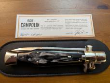 NEW AGA CAMPOILN BLACK WIDOW IN BLACK BRAZILIAN HORN 28CM-11INCH WITH 5MM BACK AND KICK SPRING NEW AGA CAMPOILN BLACK WIDOW IN BLACK BRAZILIAN HORN 28CM-11INCH WITH 5MM BACK AND KICK SPRING
