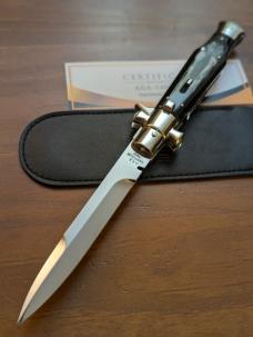 NEW AGA CAMPOILN BLACK WIDOW IN BLACK BRAZILIAN HORN 28CM-11INCH WITH 5MM BACK AND KICK SPRING NEW AGA CAMPOILN BLACK WIDOW IN BLACK BRAZILIAN HORN 28CM-11INCH WITH 5MM BACK AND KICK SPRING