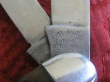 CATTARAUGUS 3 bl stock knife. Bone scales w/Ft. Worth Spudders shield CATTARAUGUS 3 bl stock knife. Bone scales w/Ft. Worth Spudders shield
